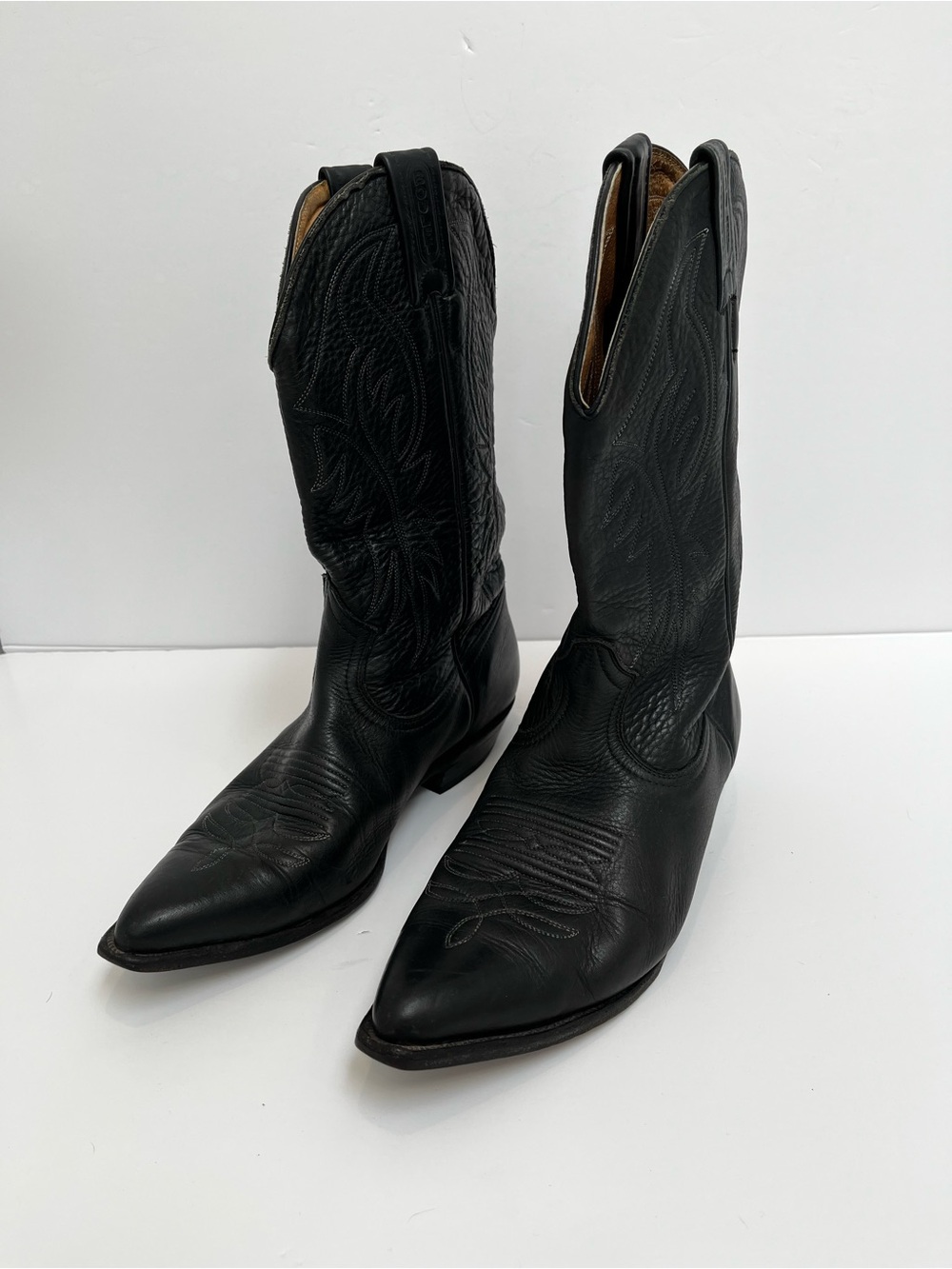 Boulet Vintage Black Leather Cowboy Boots 8.5 Men Canada Western Festival Rodeo